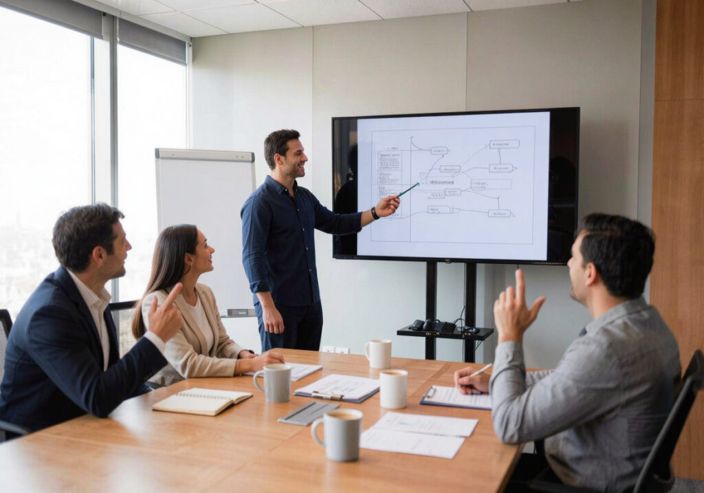 Equipo directivo revisando su plan estratégico en un entorno VUCA